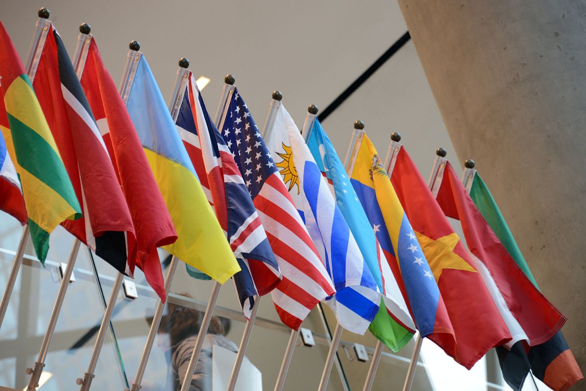 14B 99 International Flags For The Victims Countries Close Up In The Atrium 911 Museum New York
